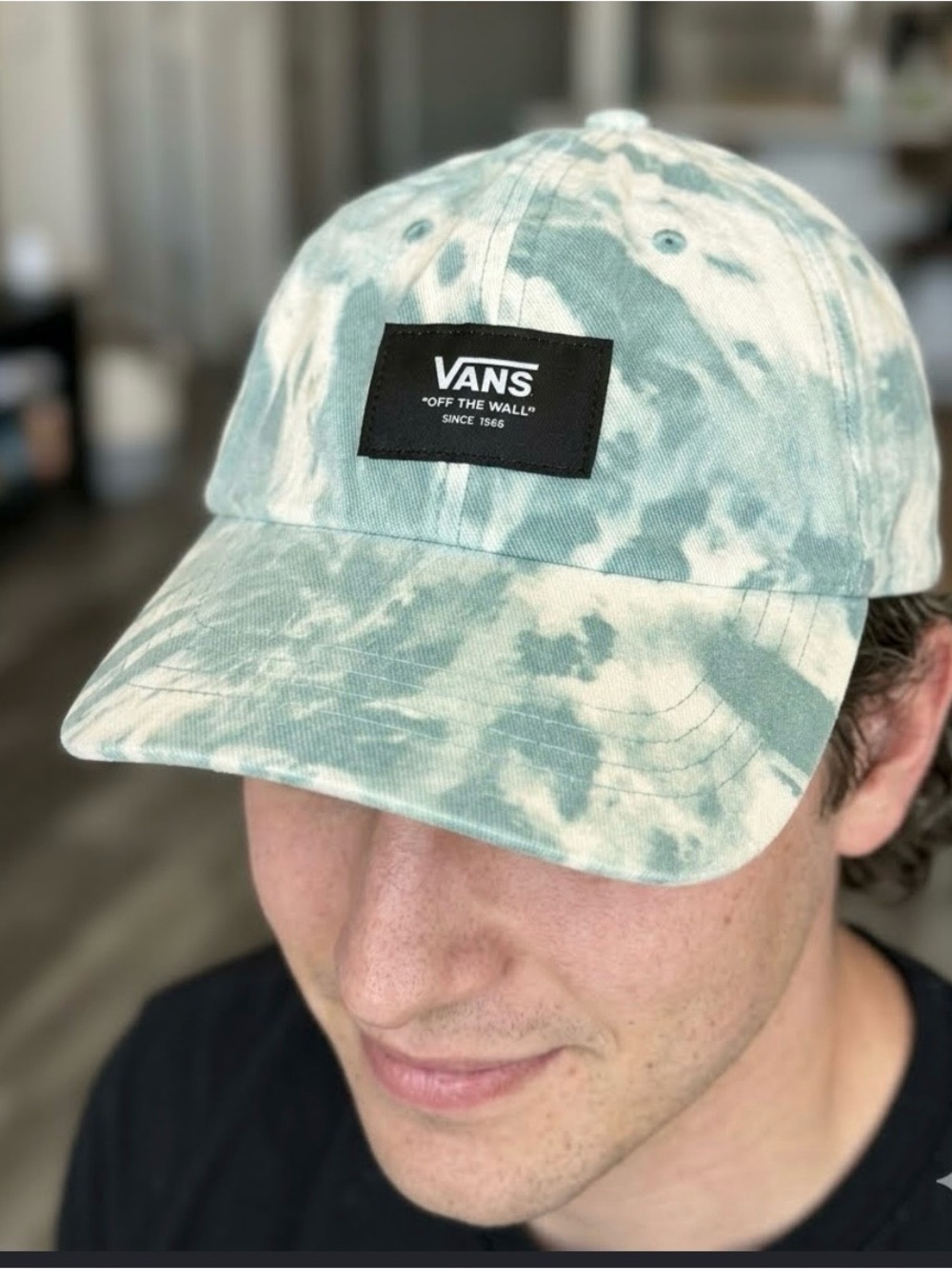 Vans Sage Green and White Tie-Dye Strapback Hat